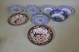 A pair of late Spode, Copeland and Garrett blue and white transfer decorated bowls, impressed New