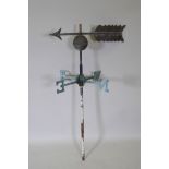 A copper and iron weather vane, 100cm high