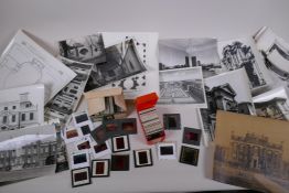 Of architectural interest, a quantity of black and white photographs, prints, transparencies and