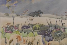 L.H. Walker, After the Harvest, 'Cow Parsley', watercolour, 45 x 35cm