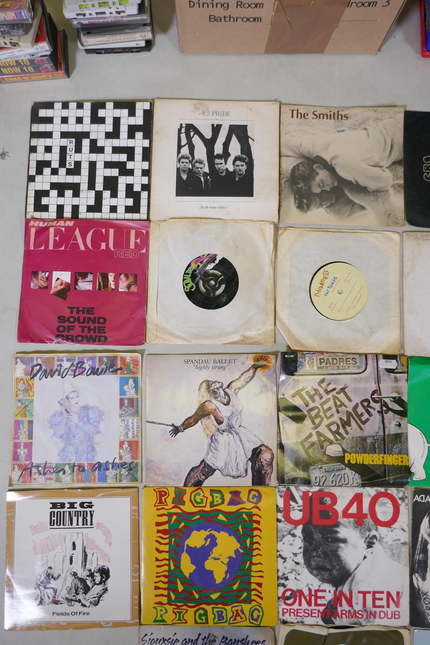 A large quantity of vintage 7" singles and cassette tapes, including The Smiths, Sparks, Blondie, - Image 2 of 9