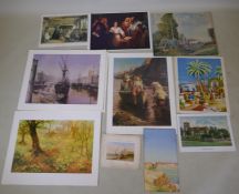 A collection of various art prints including Edwin Thomas-Roberts, Safe in Harbour, Paul Gribble,