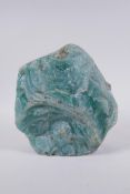 A large natural Chrysoprase geode, 22cm high, 20cm wide