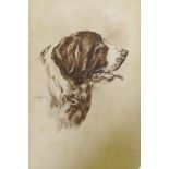 W.H. Gorick, study of a dog, signed, watercolour, 14 x 21cm