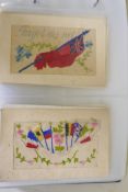 A collection of WWI silk postcards, greetings, good luck and souvenir, approx 80