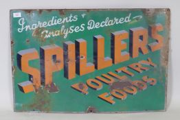 A vintage enamel metal sign, Spillers Poultry Foods, 76 x 51cm