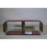 An Alphason wood and metal mounted TV stand, with glass shelves, 110 x 40 x 40cm