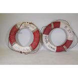 A pair of Trinity House life buoys, 80cm diameter