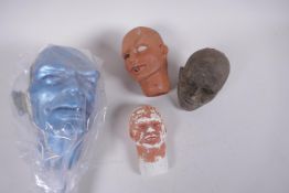 Four puppet heads/maquettes by Phil Eason, some relating to Gerry Anderson, one AF, largest head