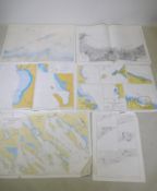 Six Maritime charts dating from the 60s, largest 106 x 74cm