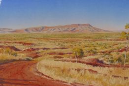 Douglas Kresop, extensive Australian landscape, signed, watercolour, 35 x 65cm