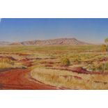 Douglas Kresop, extensive Australian landscape, signed, watercolour, 35 x 65cm