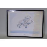 Munro, 'C' Flight 19 Squadron, three British Bulldogs flying in formation, watercolour, signed