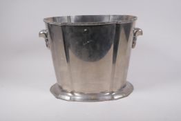 A silver plated art deco style two handled wine cooler, 25cm high, 34cm wide