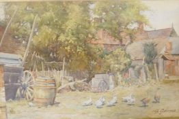 A. Adams, farmyard scene with geese, watercolour, signed, 25 x 16cm