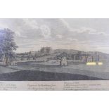 Two C18th engravings, An Ancient View of St James's, Westminster Abbey and Hall, c.1779, Burlington,