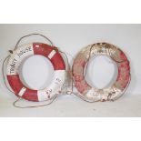 A pair of Trinity House life buoys, 80cm diameter