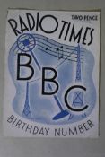 A 1930s original artwork design for the Radio Times cover, signed L. Vardey 20.5.36, 28 x 38cm