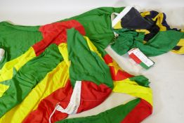 Six Admiralty flags, Senegal, Bolivia, Tanzania, Grenada, Bulgaria, Bangladesh, various sizes,