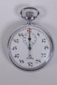 A vintage Breitling Nickel chromium cased stopwatch, the enamel dial with subsidiary 30 minute dial,