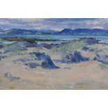 Boats in a rocky coastal landscape (probably Iona) inscribed on frame plaque R. Gemmell