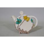 A Clarice Cliff Bonjour shape teapot with passion fruit design, marked to base, 13cm high
