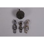 A silver Fumsup touch wud style charm, 2cm long, a similar silver charm, Reg. 633819, another