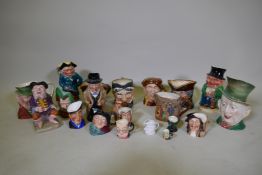 A collection of toby and mask character jugs, Royal Doulton, Melba Ware, Kelsboro Ware, Sandland,