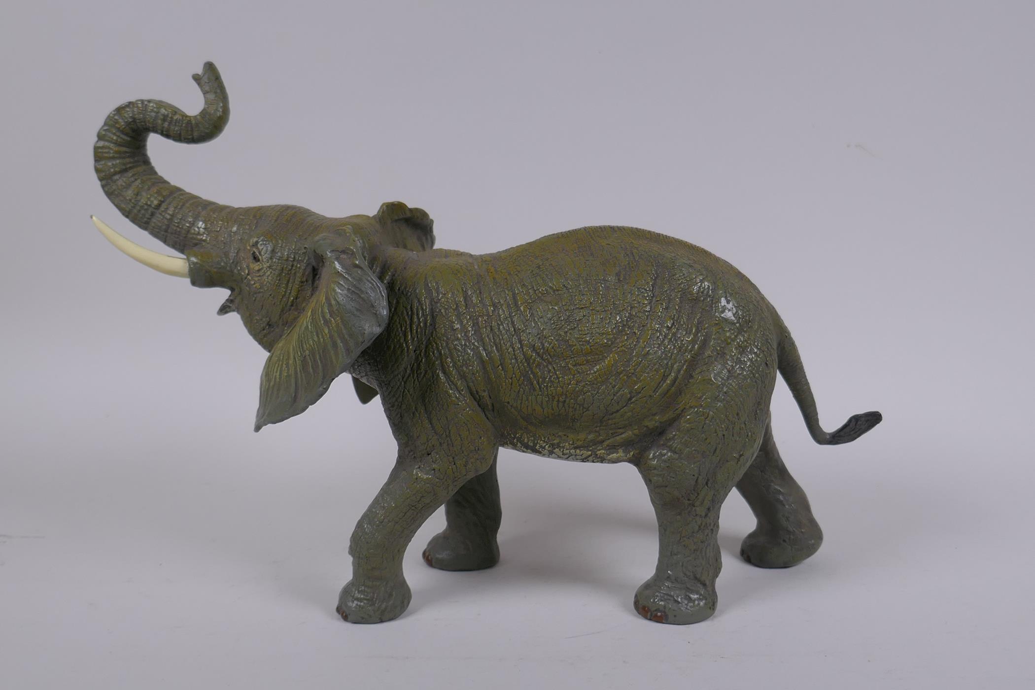 After Bergman, a cold painted bronze elephant, 33cm long - Image 4 of 6