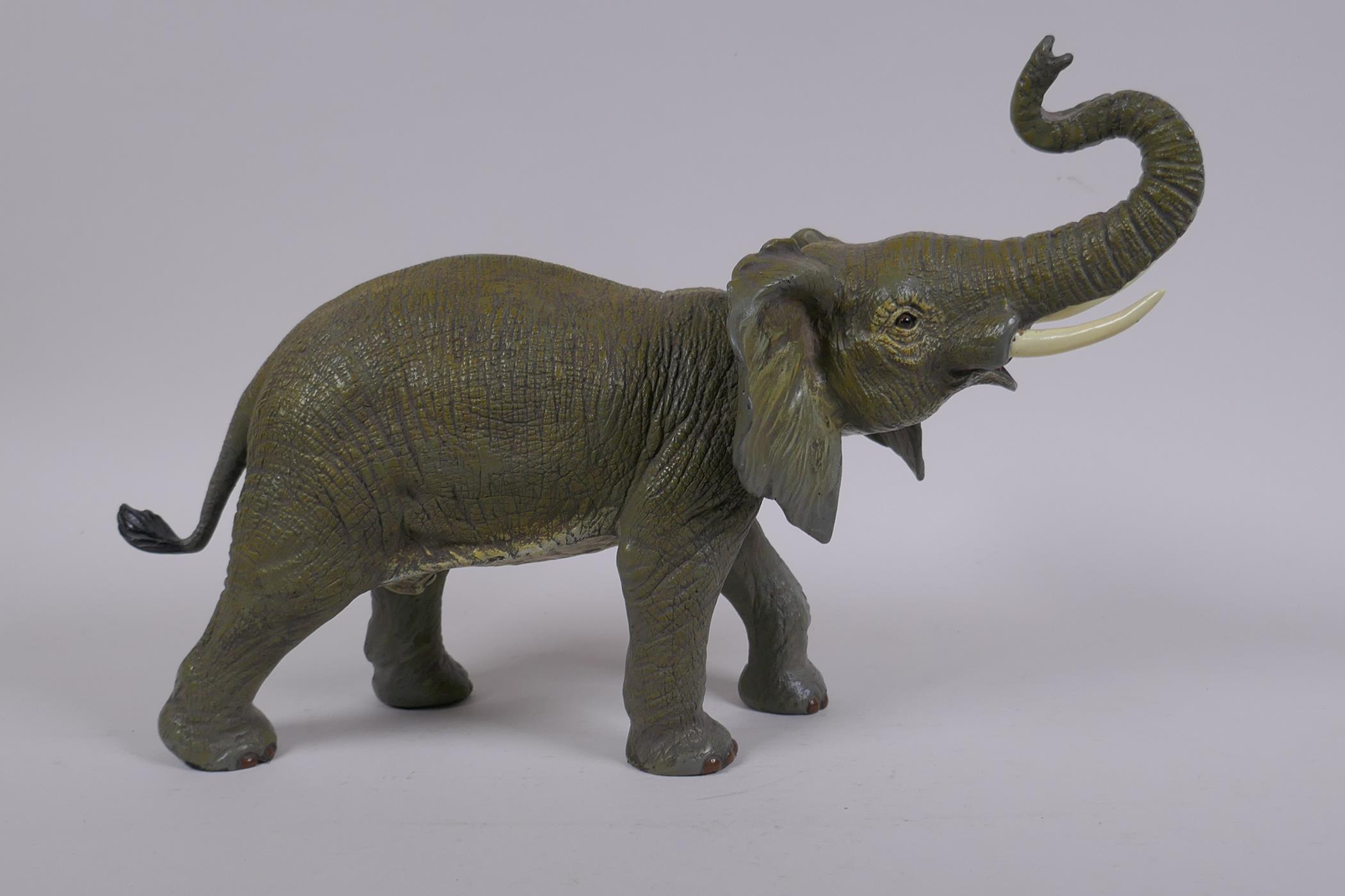 After Bergman, a cold painted bronze elephant, 33cm long