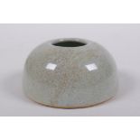 A Chinese crackleware ink pot of domed form, 9cm diameter