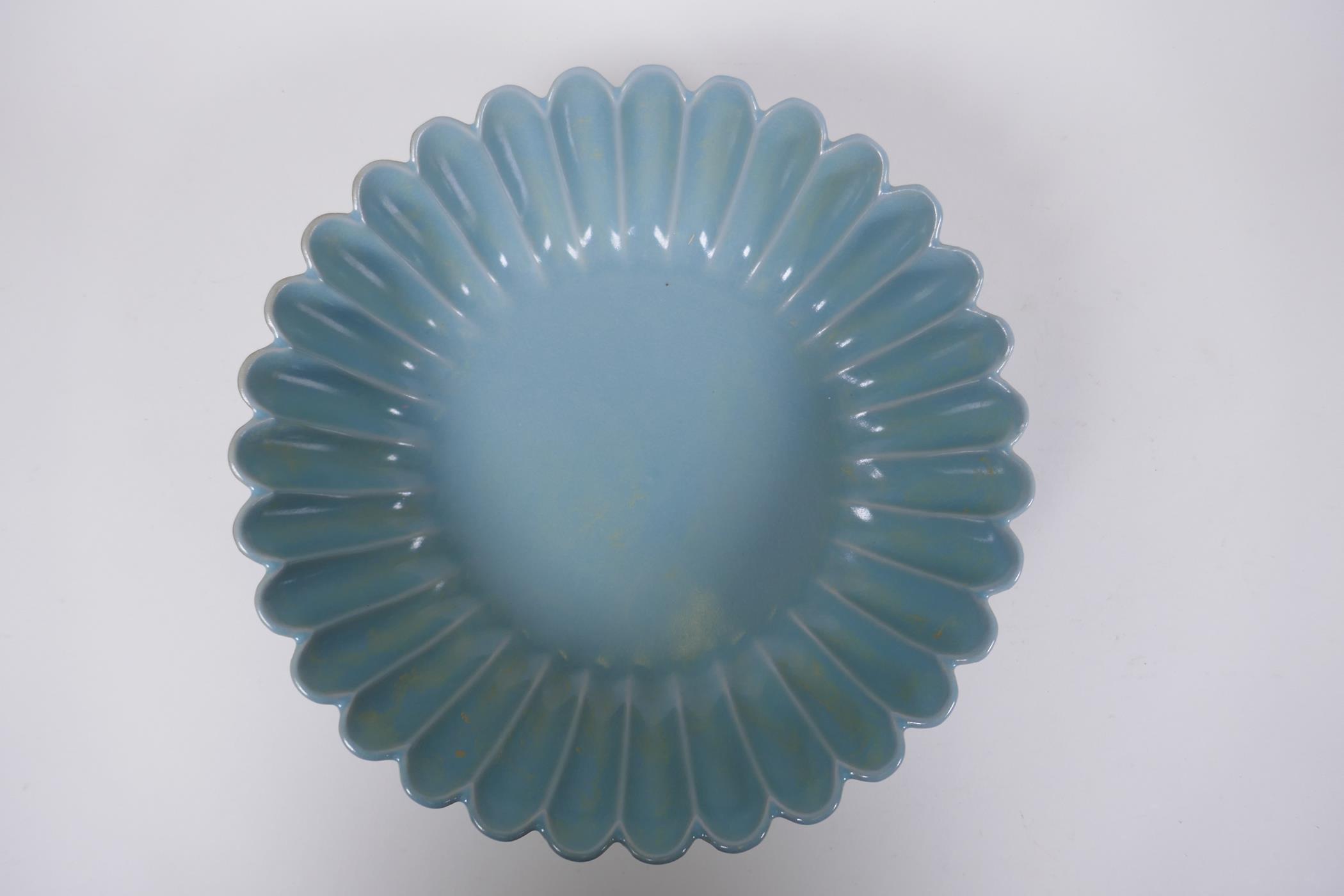 A Chinese Ru ware style petal shaped porcelain bowl, 23cm diameter - Image 3 of 5