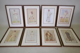 A set of 8 cricket themed colour prints after the Spy originals, Yorkshire Cricket, an Artful