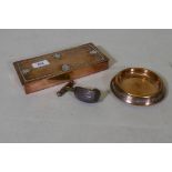 An American Arts and Crafts bronze cigarette case and ash tray by Silvercrest, Smith Metal Arts