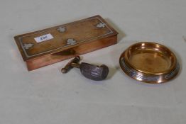 An American Arts and Crafts bronze cigarette case and ash tray by Silvercrest, Smith Metal Arts