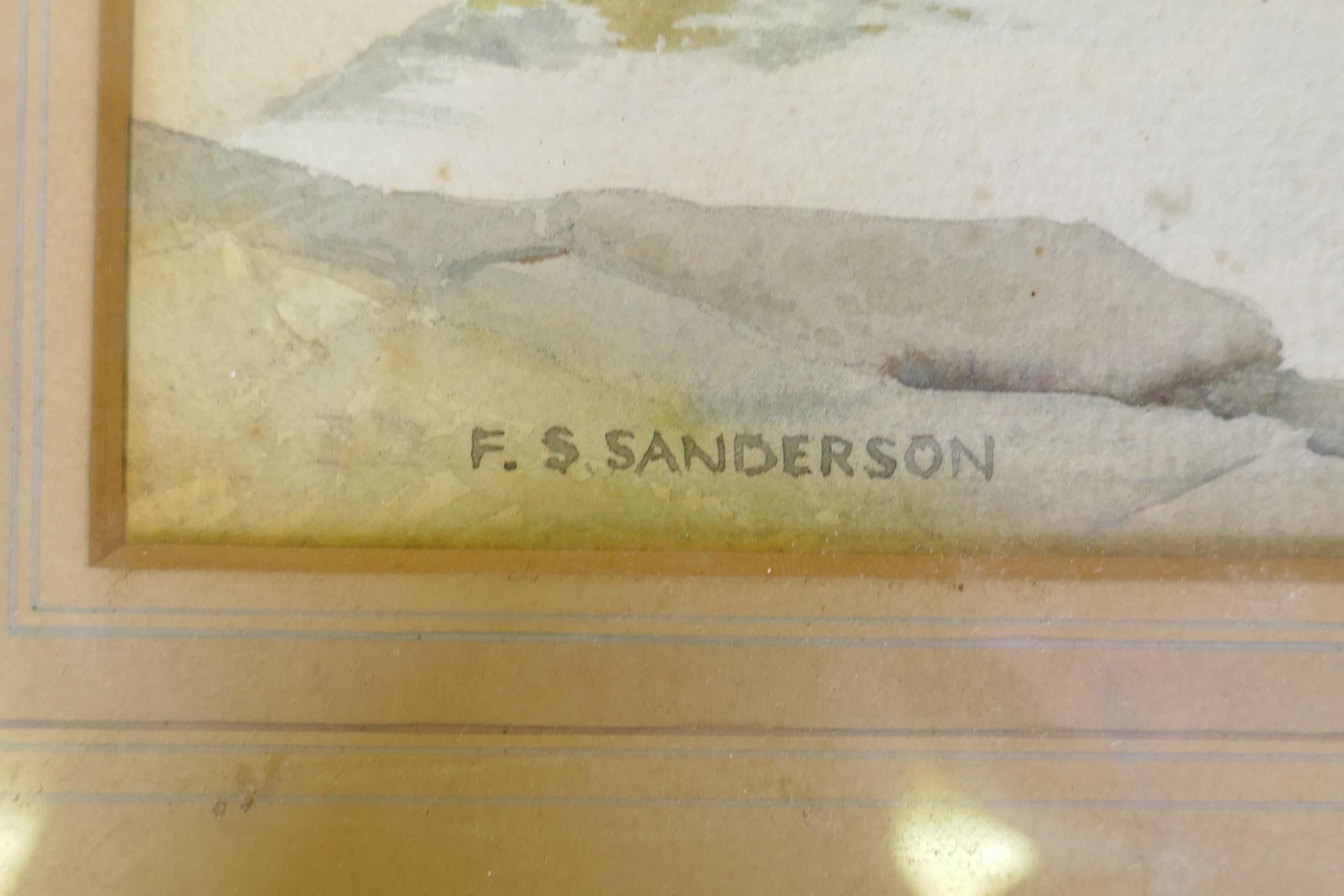 F.S. Sanderson, Wilkin Syke Farm, Buttermere, Cumberland, watercolour, signed, 53 x 36cm - Image 3 of 5