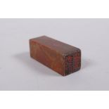 An antique Chinese soapstone seal, 4.5cm long