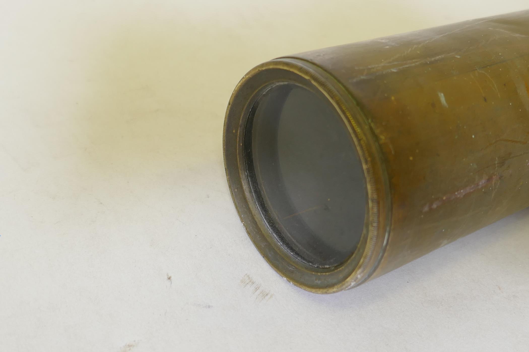 A C19th brass telescope inscribed Ross, London, No 24187, AF, 67cm extended - Image 4 of 5