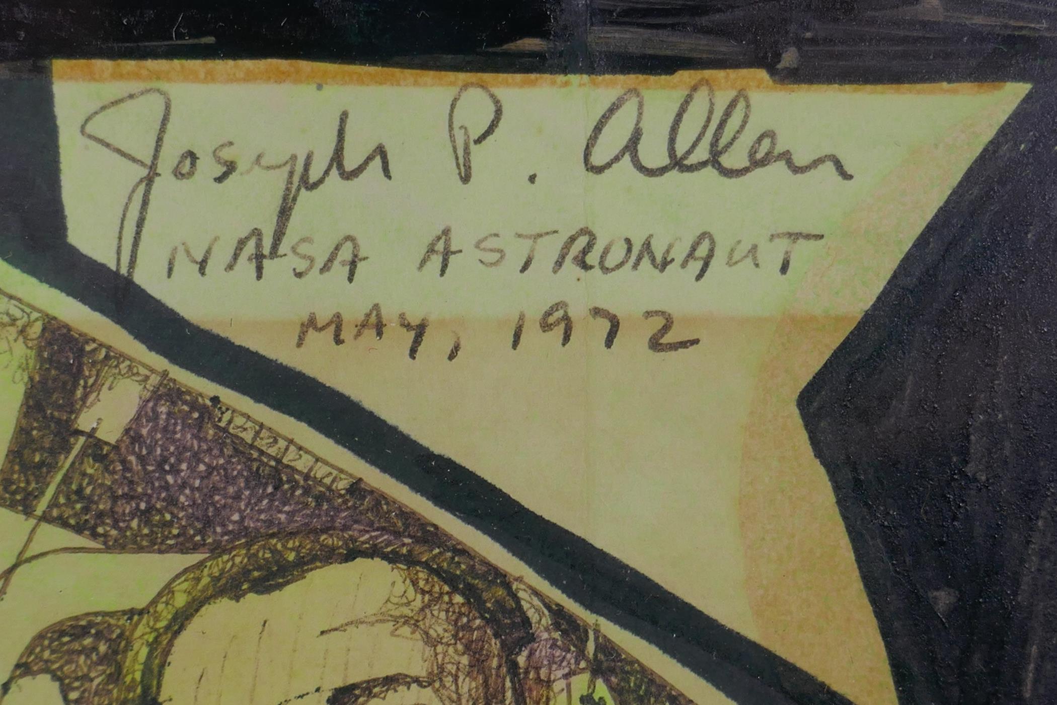 M. Platten, Joseph P. Allen, NASA Astronaut, May 1972, mixed media artwork, 1972, 29 x 19cm - Image 5 of 5