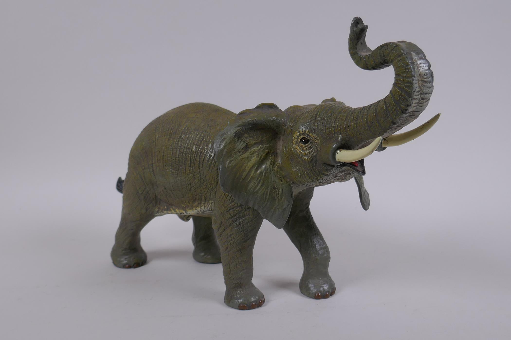After Bergman, a cold painted bronze elephant, 33cm long - Image 2 of 6