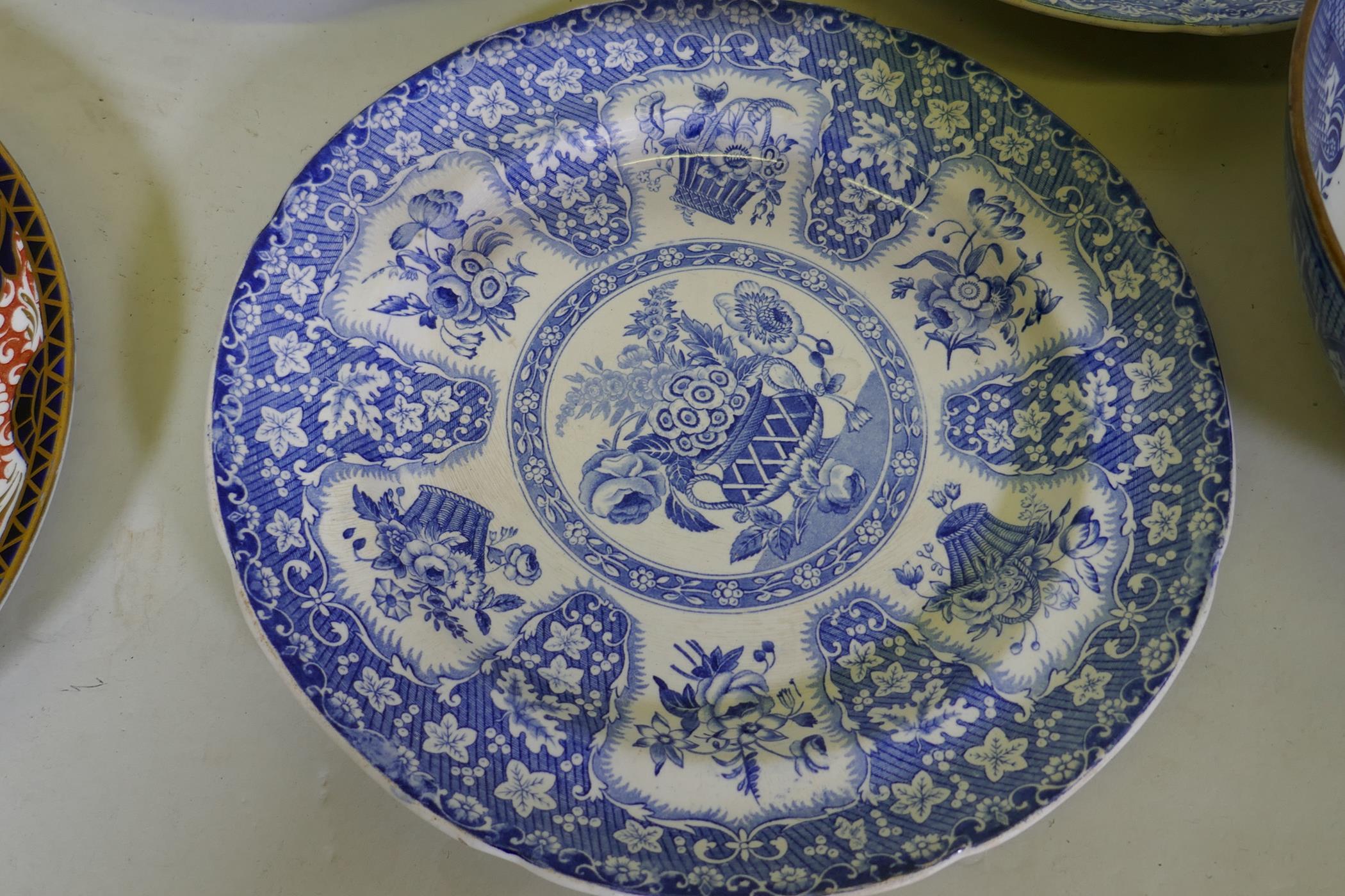 A pair of late Spode, Copeland and Garrett blue and white transfer decorated bowls, impressed New - Image 9 of 9