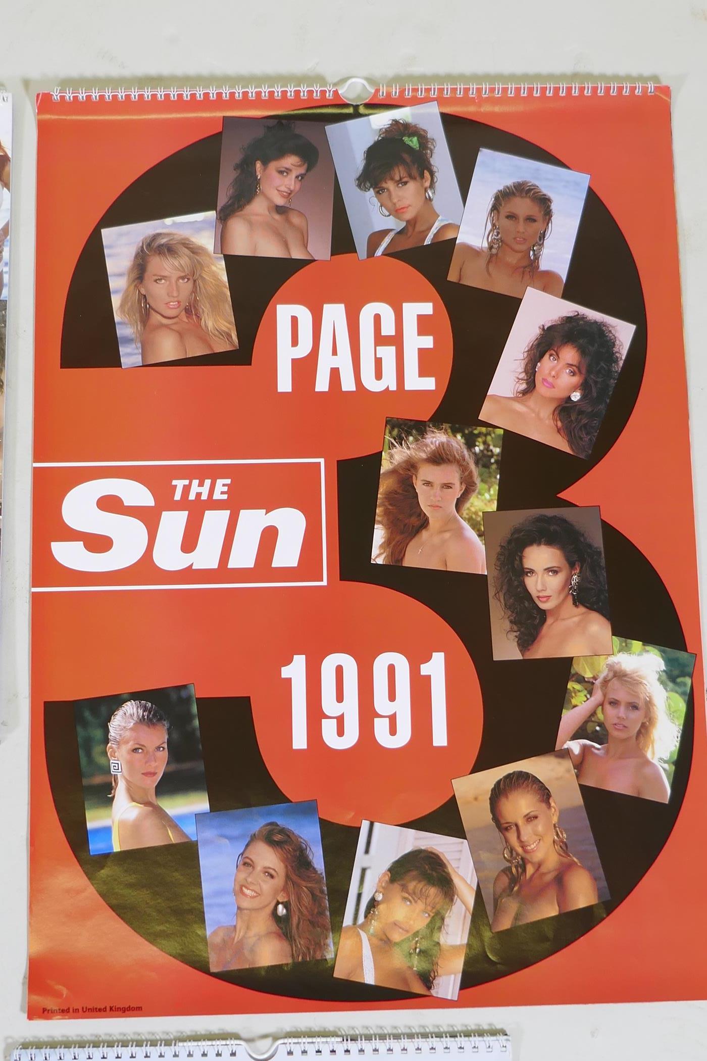 The Sun, four "page 3" calendars, 1991, 2004, 2014 and 2015, largest 42 x 59cm - Image 2 of 5