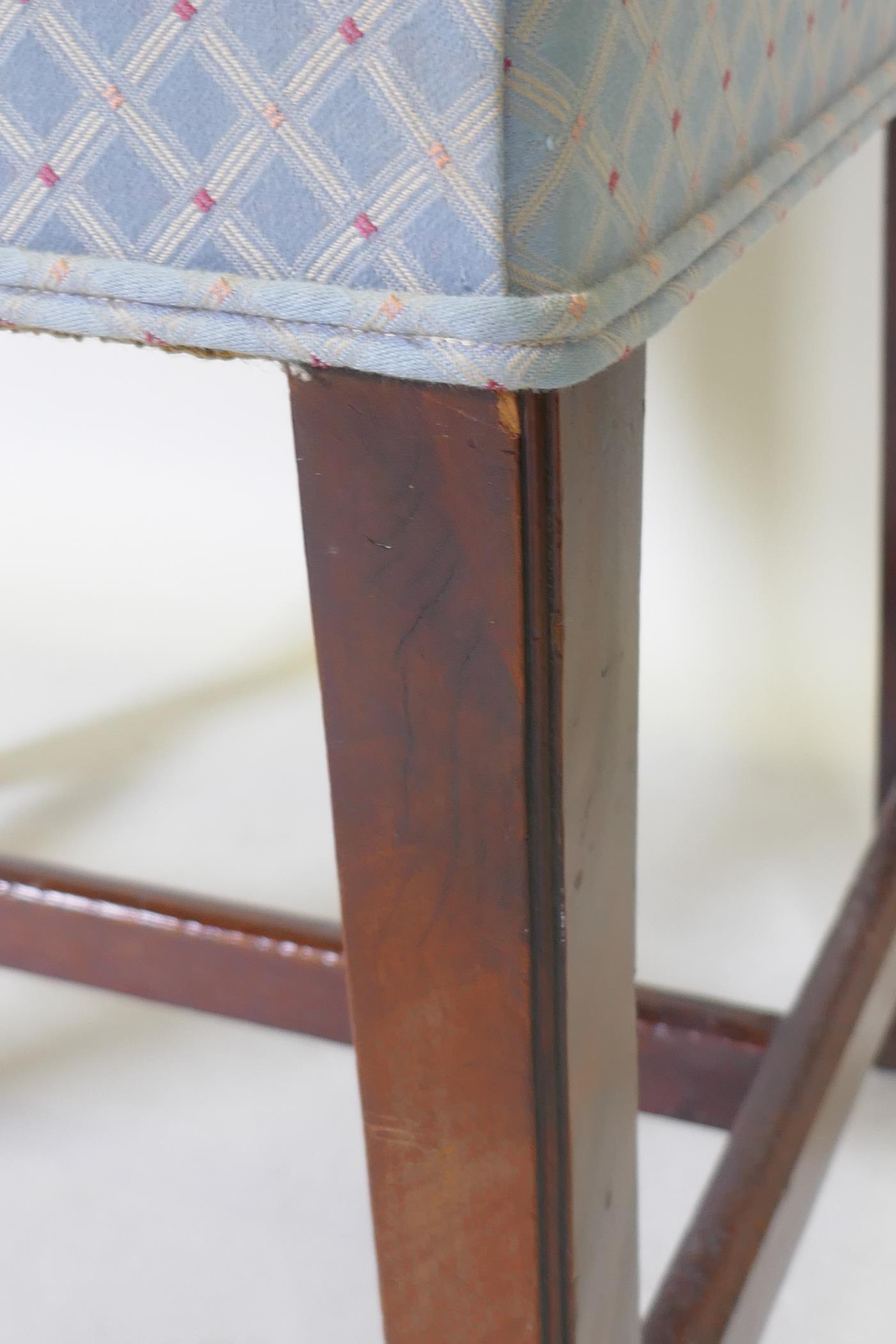 A C19th mahogany stool, raised on square tapering supports united by an H stretcher, 51 x 44 x 46cm - Image 3 of 3