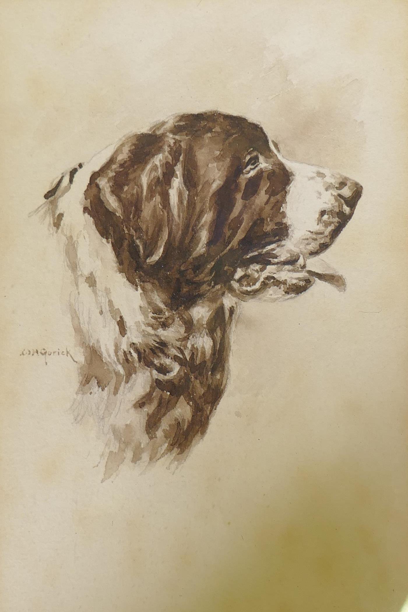 W.H. Gorick, study of a dog, signed, watercolour, 14 x 21cm