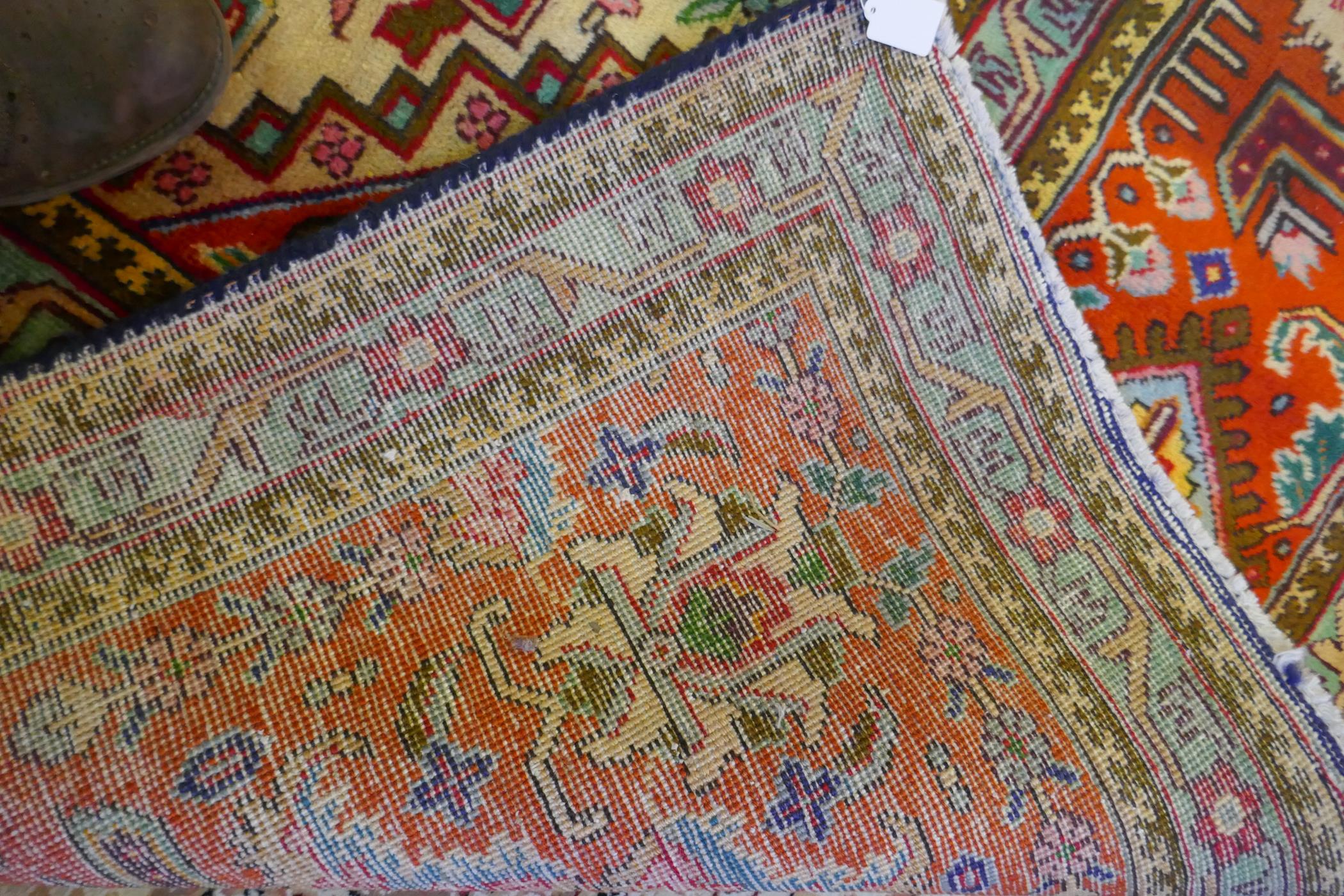 Large Persian carpet on a rich blue ground and multicolour field, with burnt orange border, - Image 6 of 6