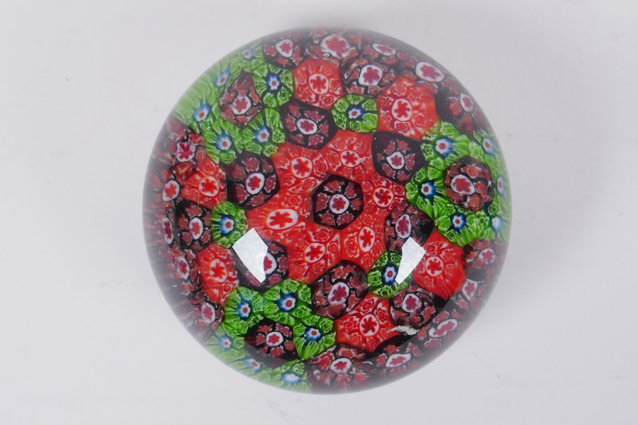 A millefiori glass paperweight, and another smaller, largest 10cm diameter - Image 3 of 4