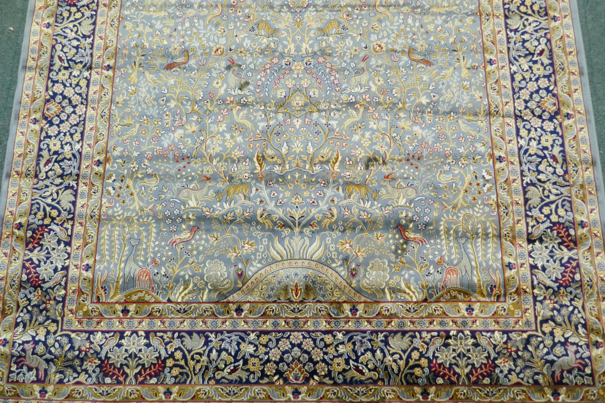 A duck egg blue ground Kashmir carpet with allover tree of life design, 2m x 3m - Image 2 of 3