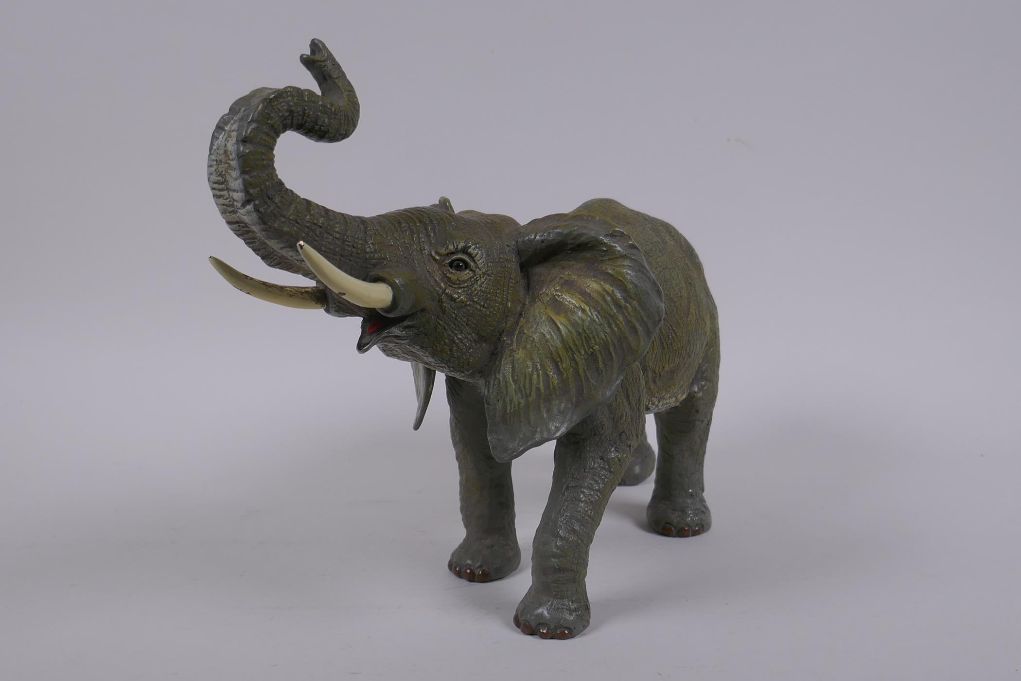 After Bergman, a cold painted bronze elephant, 33cm long - Image 3 of 6