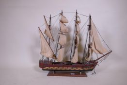 A wood model of the sailing frigate 'Espanola', 74cm high