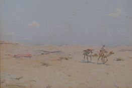 Two framed watercolours, bedouin and camels in a desert, signed R. Talbot Kelly, and a study of